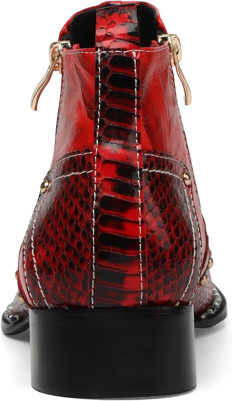 New Men Ankle Boots Patchwork Boots Two Tones Dual Zippers Steel Toe Office Party Show Business Club For Holiday The First Layer Of Cowhide