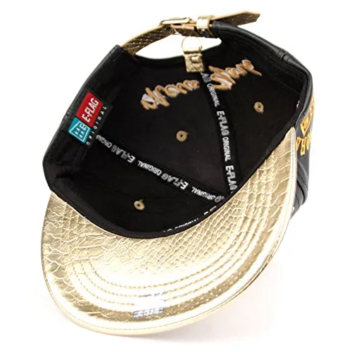 New York Faux Leather Baseball City Cap with Snake Faux Leather Flat Brim
