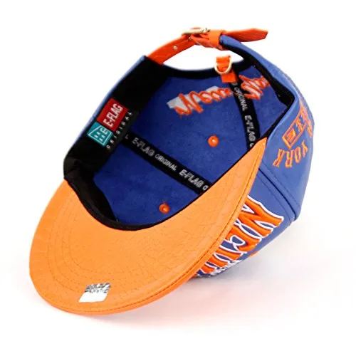 New York Faux Leather Baseball City Cap with Snake Faux Leather Flat Brim