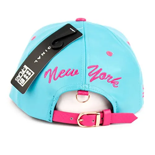 New York Faux Leather Baseball City Cap with Snake Faux Leather Flat Brim