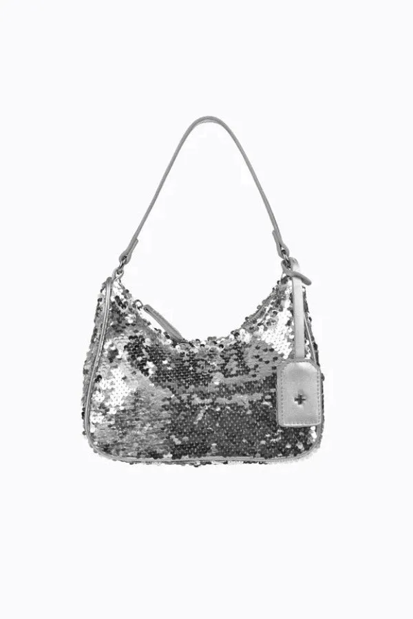 Niah Scoop Shoulder Bag Silver Sequins