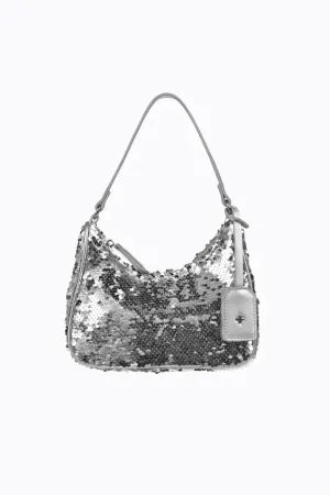 Niah Scoop Shoulder Bag Silver Sequins