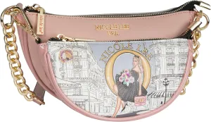 Nicole Lee Crossbody Women's Bag - Fashion Print Faux Leather 2 Piece Bag Shoulder Chain Strap Small Purse Set
