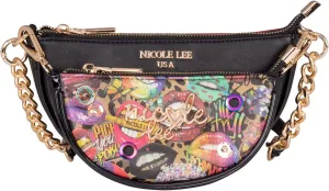 Nicole Lee Crossbody Women's Bag - Fashion Print Faux Leather 2 Piece Bag Shoulder Chain Strap Small Purse Set