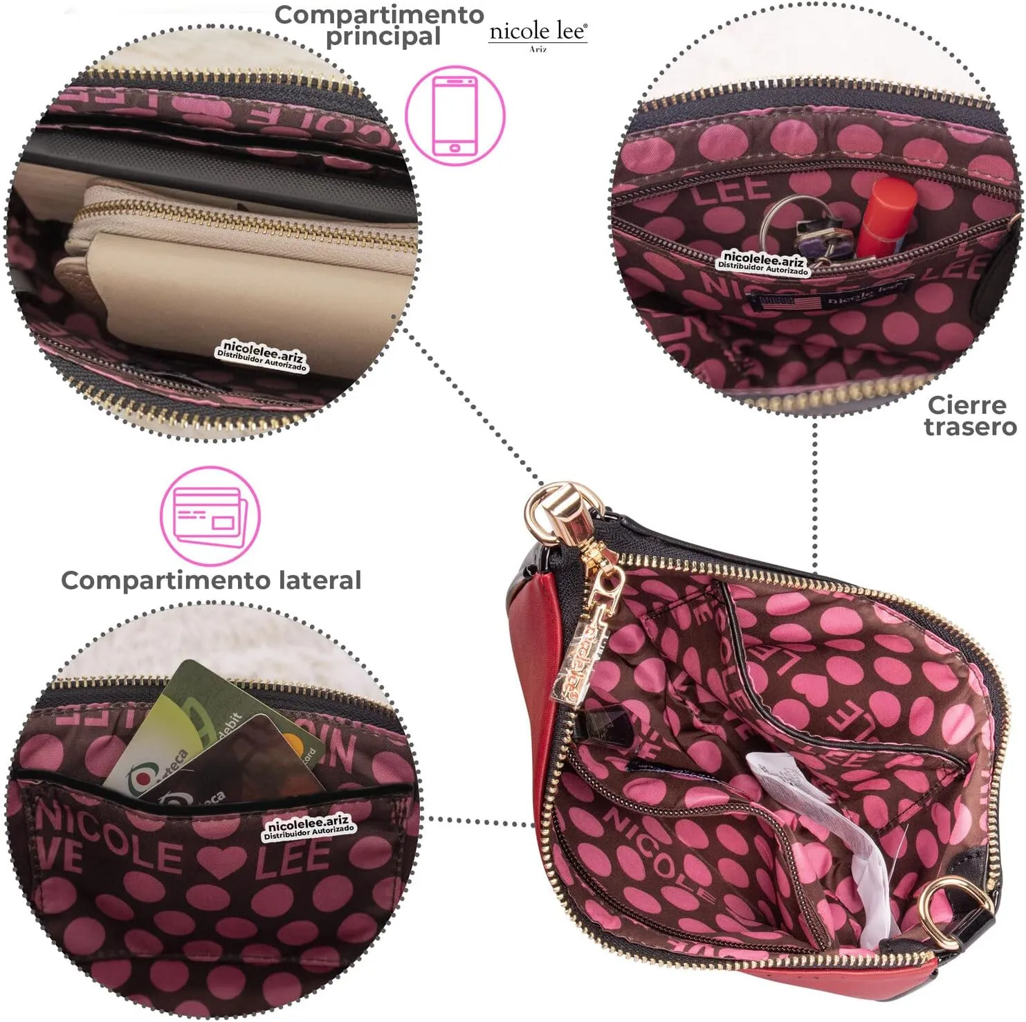 Nicole Lee Crossbody Women's Bag - Fashion Print Faux Leather 2 Piece Bag Shoulder Chain Strap Small Purse Set