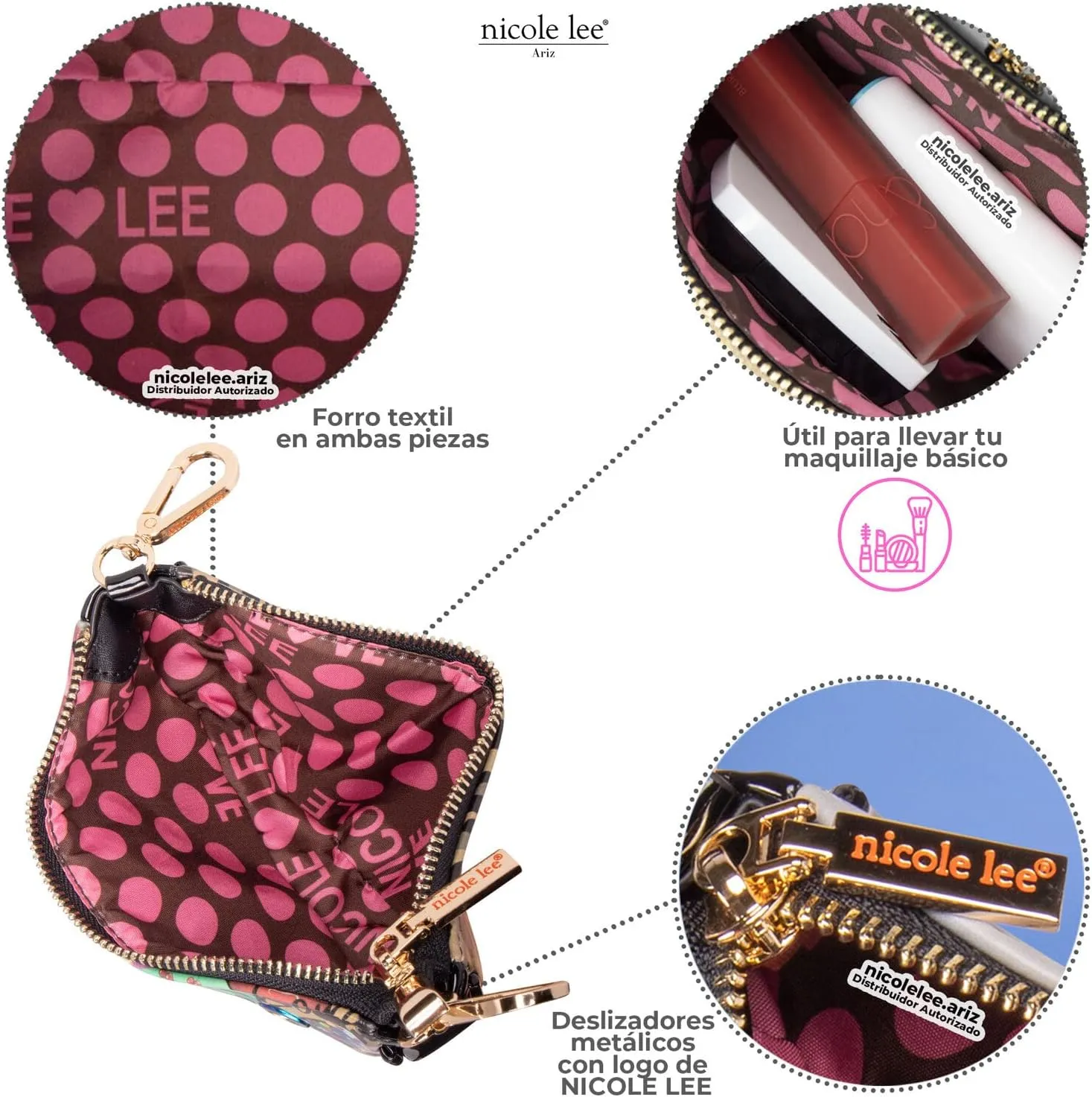 Nicole Lee Crossbody Women's Bag - Fashion Print Faux Leather 2 Piece Bag Shoulder Chain Strap Small Purse Set