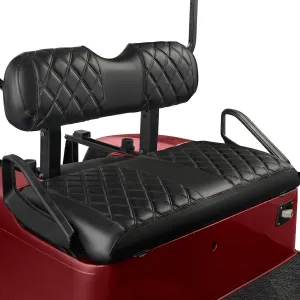 NOKINS Golf Cart ET Diamond Seat Cover for Most EZGO TXT Golf Carts, No Stapler Required, Golf Cart Vinyl Replacement Seat Cover Black Stitching