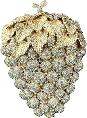 Novelty Grapes Crystal Clutch Bag Women Fruits Evening Handbags Bridal Party Rhinestone Clutch Purse Wedding Bag,Small