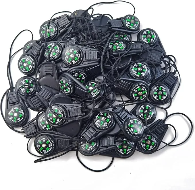 NSBELL 25PCS Mini Survival Compass Zipper Pull Slider Outdoor Camping Hiking Pocket Compass Liquid Filled Compass for Emergency Survival Kits Watchband Paracord Bracelet Necklace Key Chain