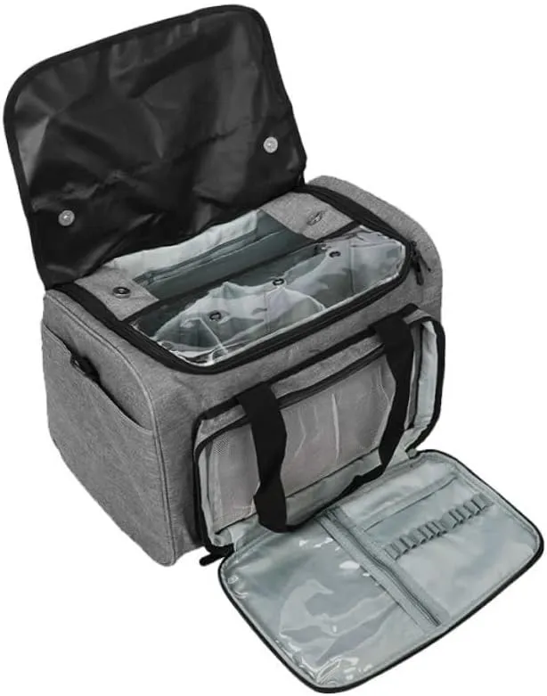 NUOBESTY Fashion Woolen Yarn Storage Bag Kit Multi-Function Oxford Handbag Large Capacity Travel Pouch Grey