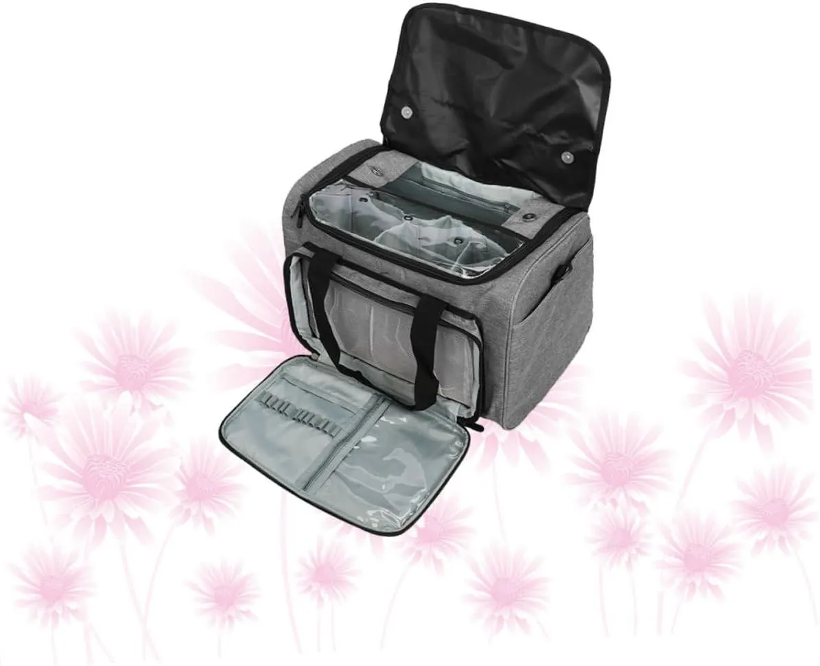 NUOBESTY Fashion Woolen Yarn Storage Bag Kit Multi-Function Oxford Handbag Large Capacity Travel Pouch Grey