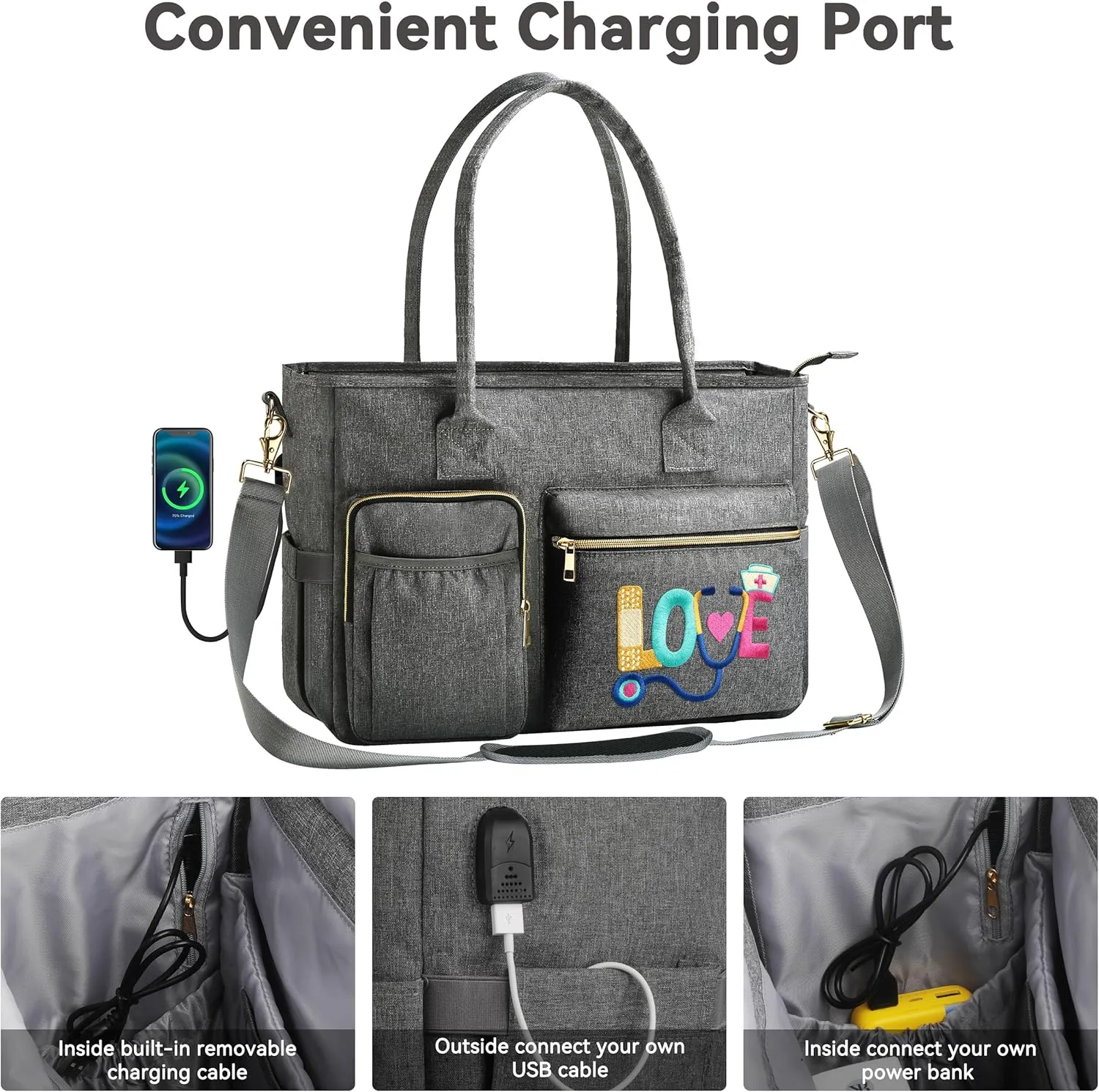 Nurse Bag - Large 17'' Tote for Work & Nursing School Essentials