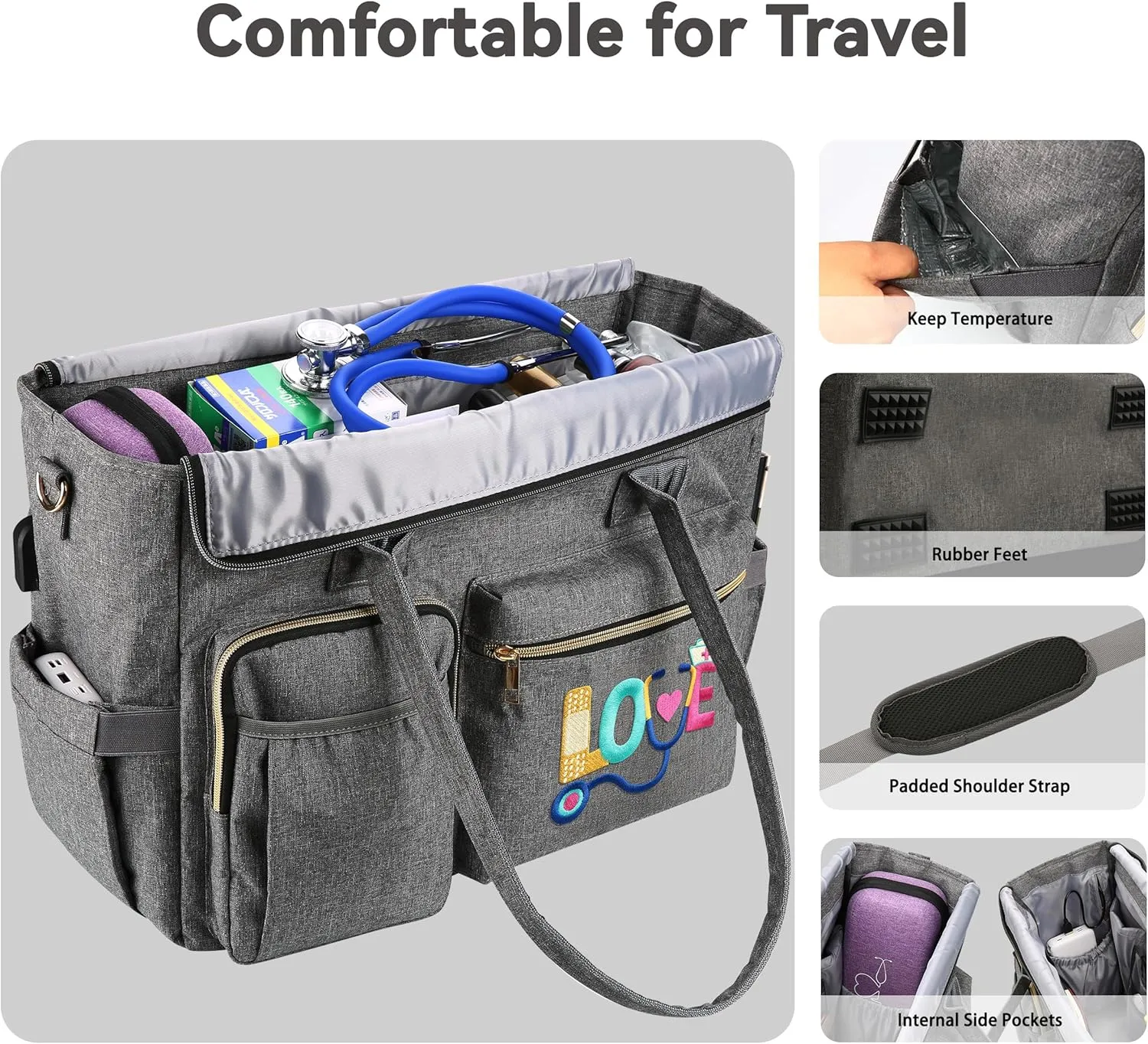Nurse Bag - Large 17'' Tote for Work & Nursing School Essentials
