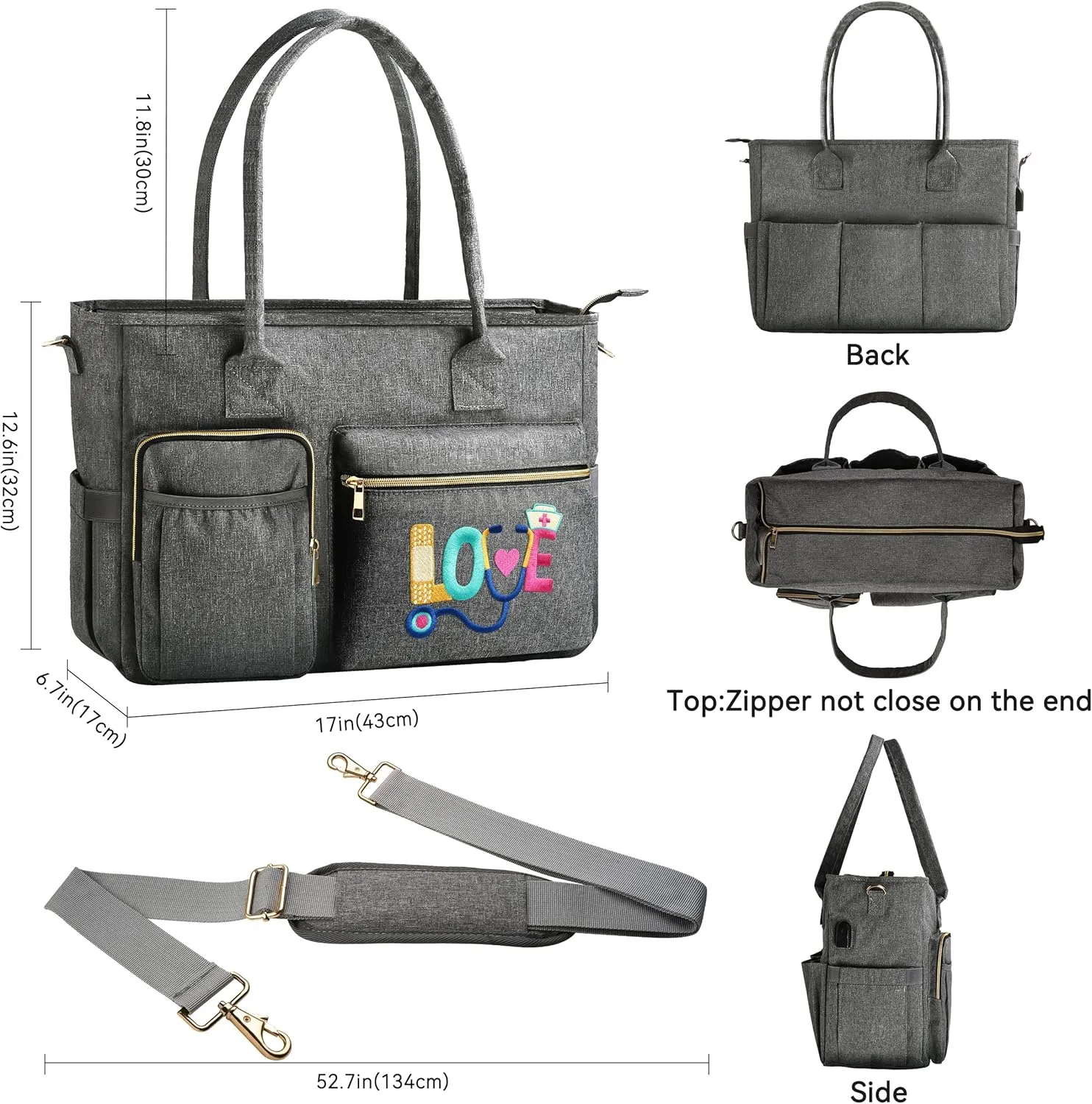 Nurse Bag - Large 17'' Tote for Work & Nursing School Essentials