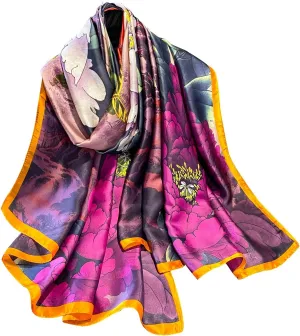 NUWEERIR Womens 100% Large Mulberry Silk Scarf Long Satin Scarf Fashion Lightweight Wraps
