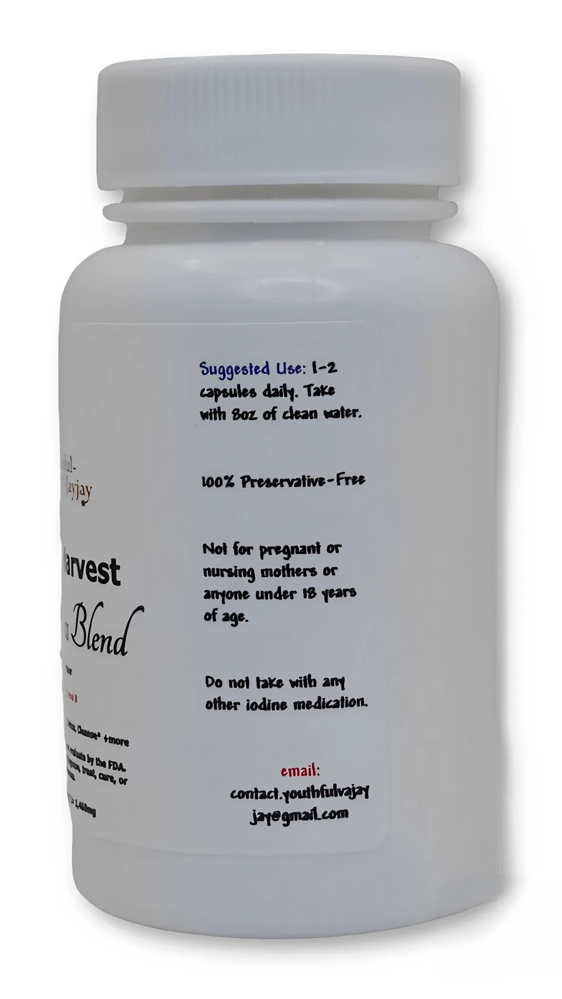 OCEAN'S HARVEST: Wildcrafted and Organic Sea Moss Blend, w/CAYENNE PEPPER, V-Caps-1,460mg