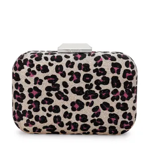 Olga Berg  Jayne Leopard Print Clutch in Pink