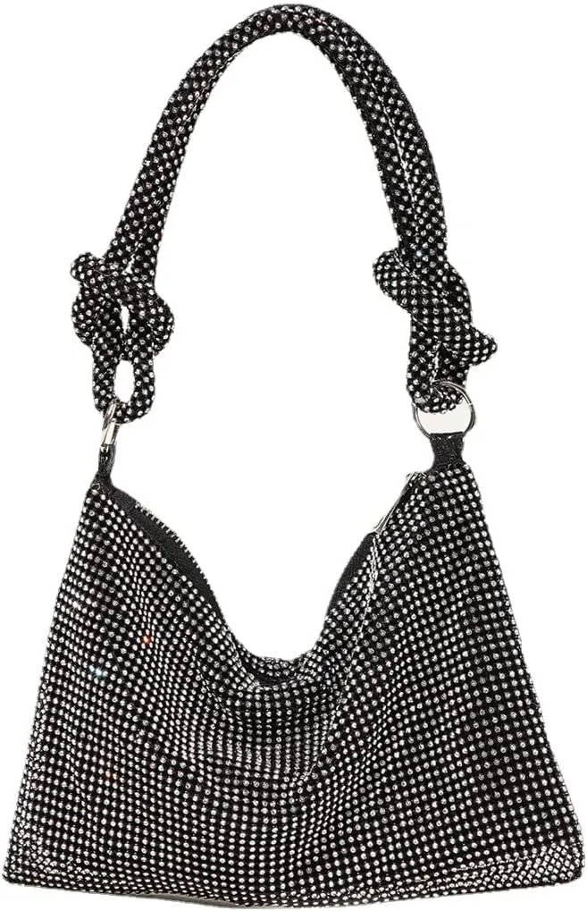 Onlymaker Women's Rhinestone Shoulder Hobo Bag Glitter Crystal Clutch Purse Handbag Party Wedding