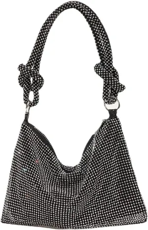 Onlymaker Women's Rhinestone Shoulder Hobo Bag Glitter Crystal Clutch Purse Handbag Party Wedding