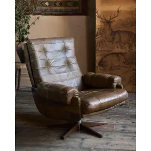OPE Möbler Leather Swivel Armchair