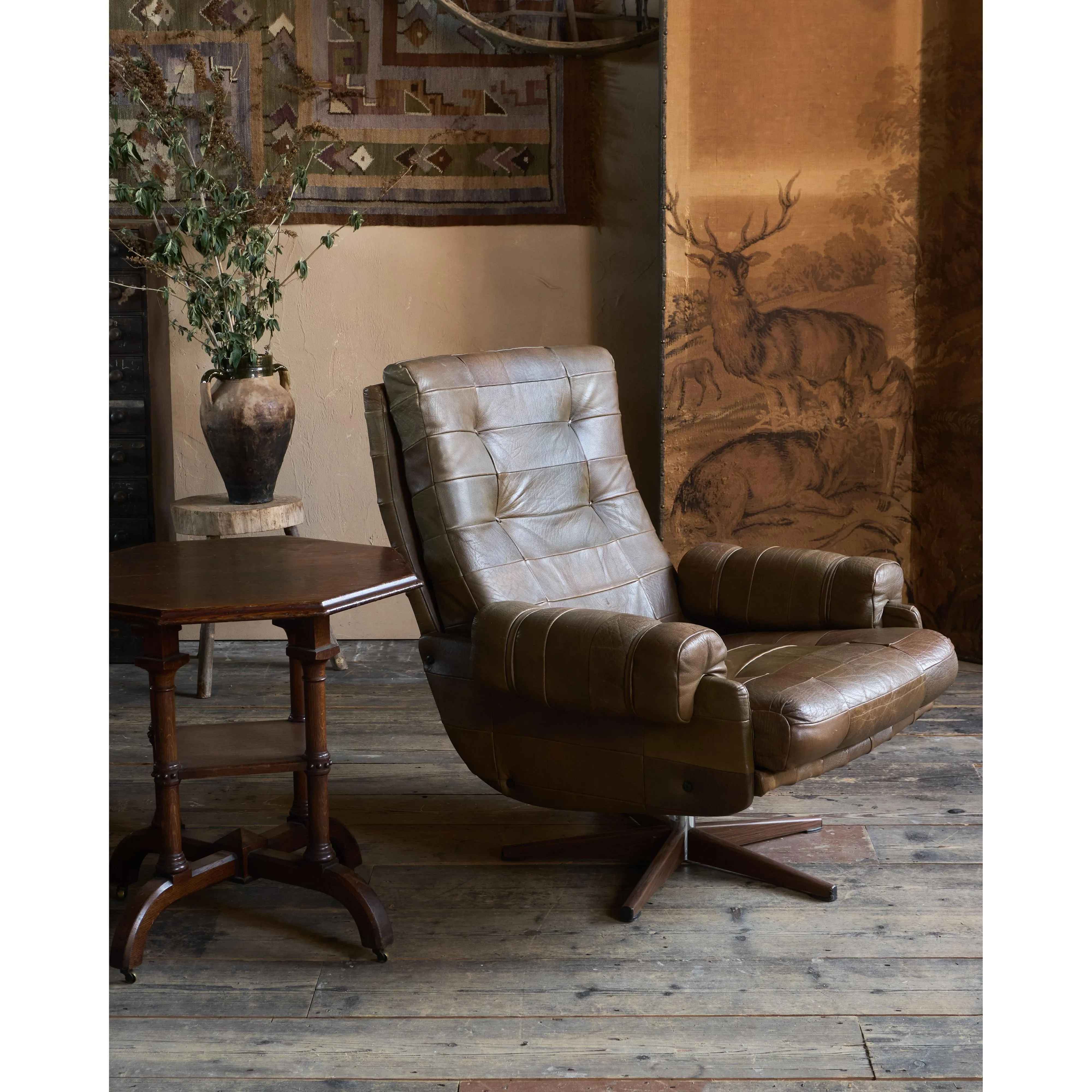 OPE Möbler Leather Swivel Armchair