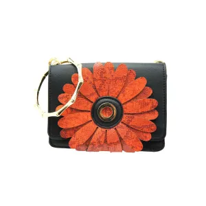 Orange Floral Bracelet Handle Bag