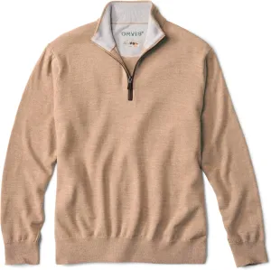Orvis Merino Wool Quarter Zip Pullover 2.0 - Soft Merino Wool Sweater for Men with Faux Suede Binding and Rib-Knit Trim