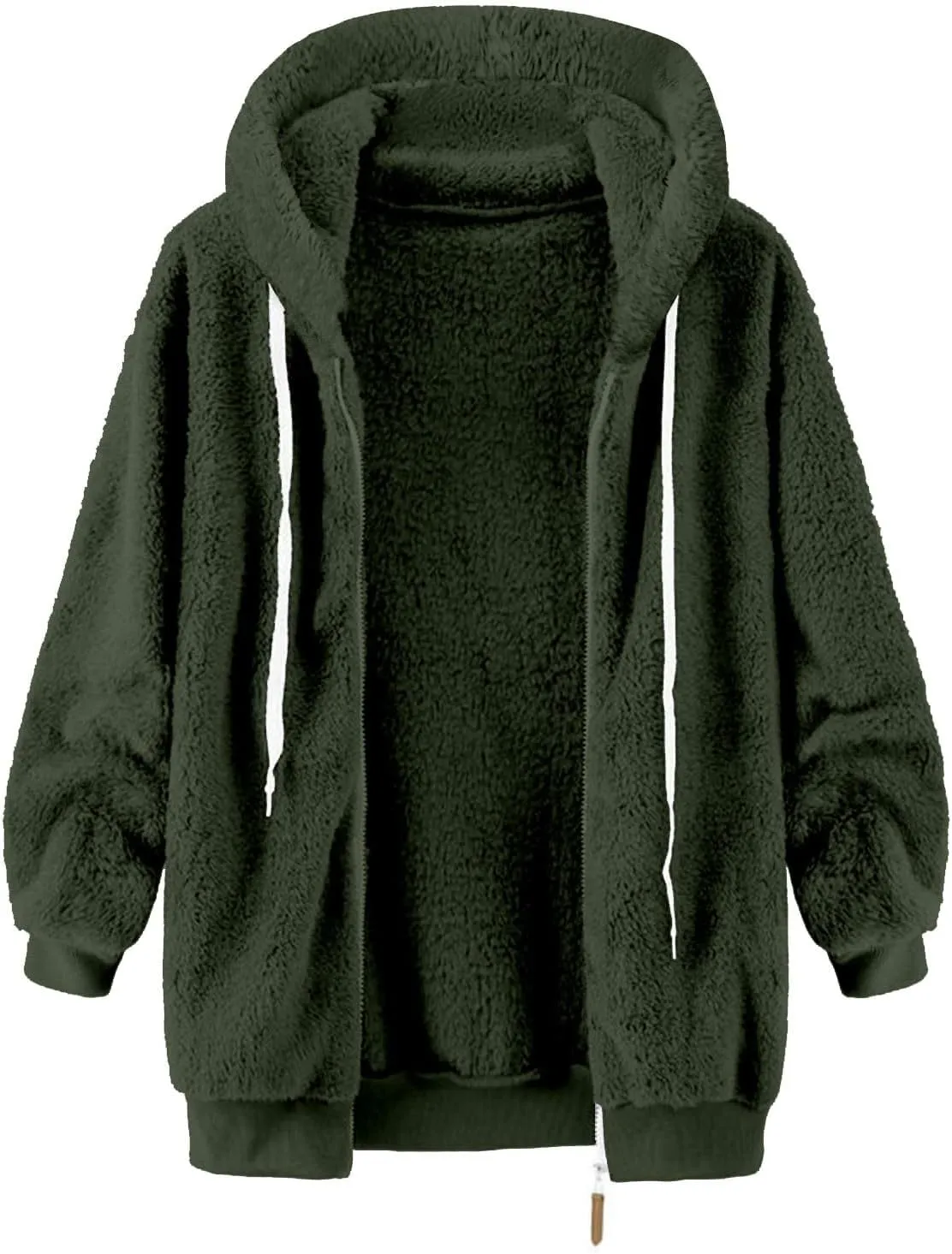Oversized Fuzzy Fleece Jackets For Women Fashion 2024 Soft Faux Fur Cardigan Coat Shaggy Warm W