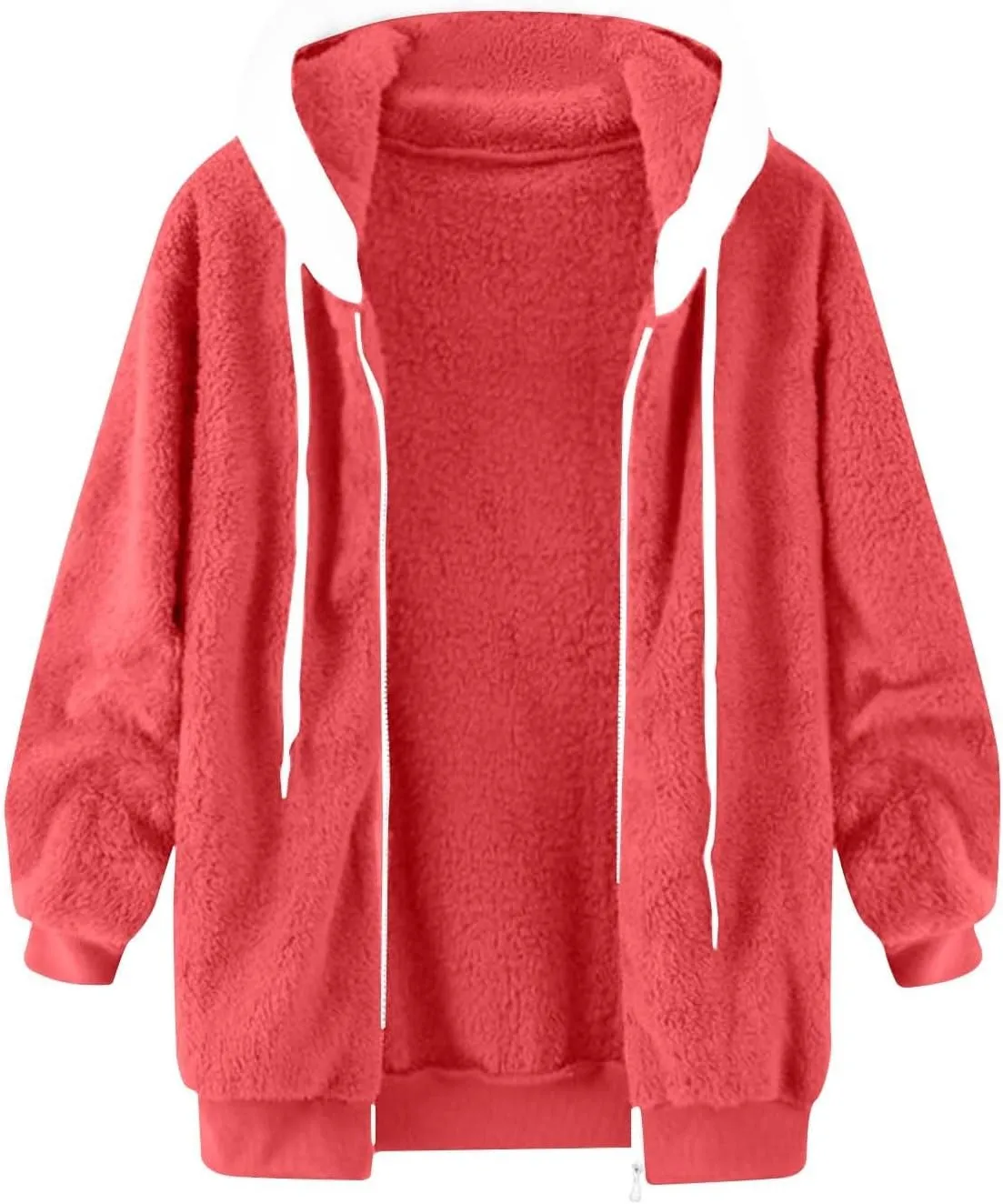 Oversized Fuzzy Fleece Jackets For Women Fashion 2024 Soft Faux Fur Cardigan Coat Shaggy Warm W