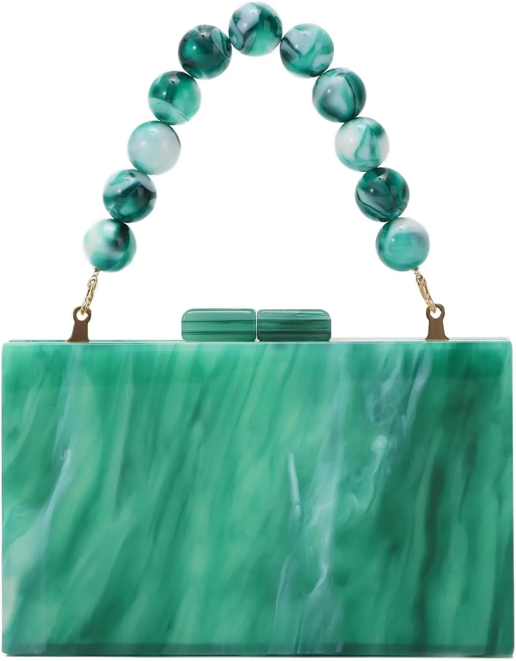 Oweisong Women Acrylic Clutch Purse Formal Wedding Evening Handbag Marble Party Shoulder Crossbody Bag with Bead Chain