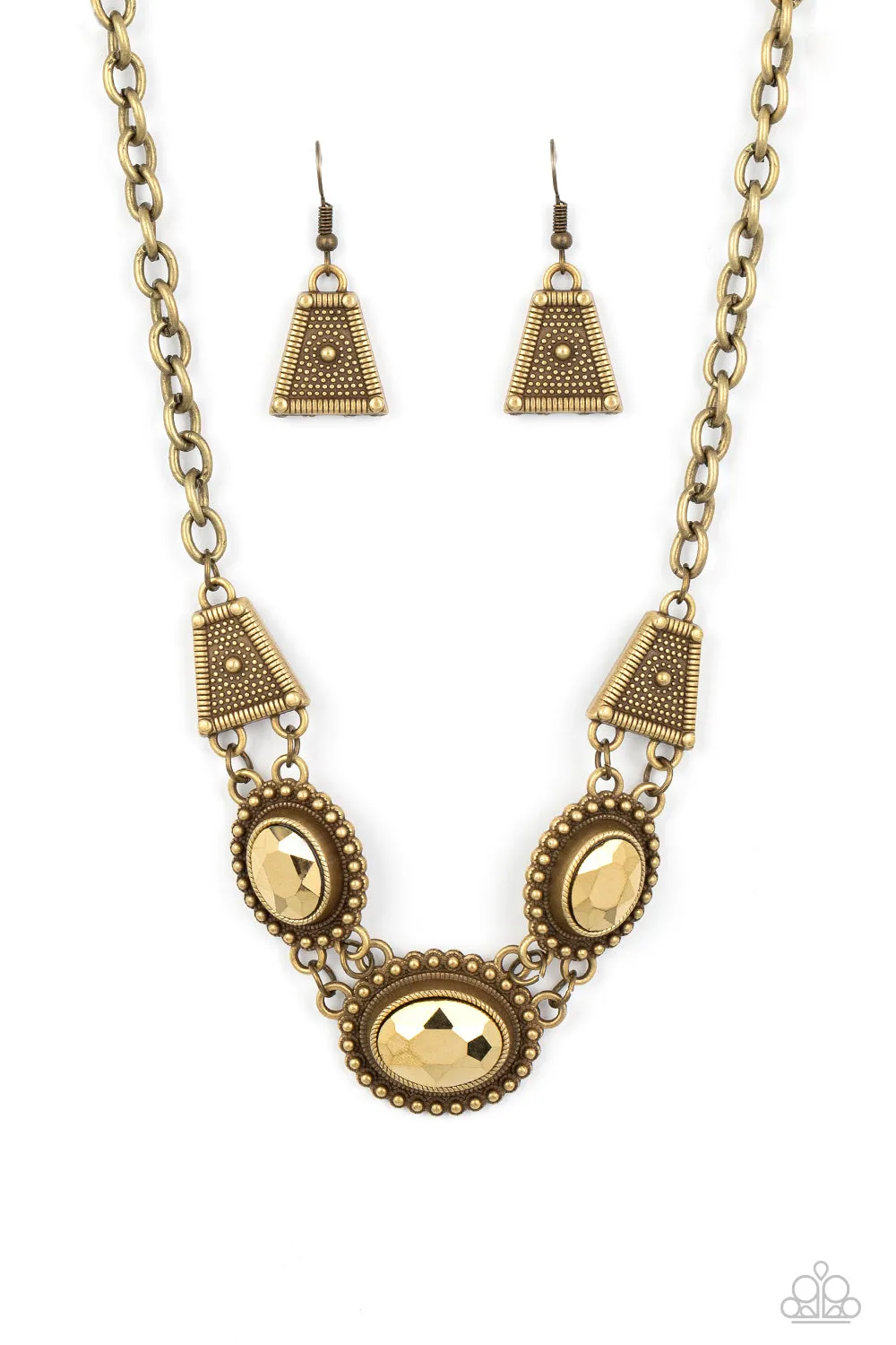 Paparazzi Textured TRAPEZOID Necklace Brass