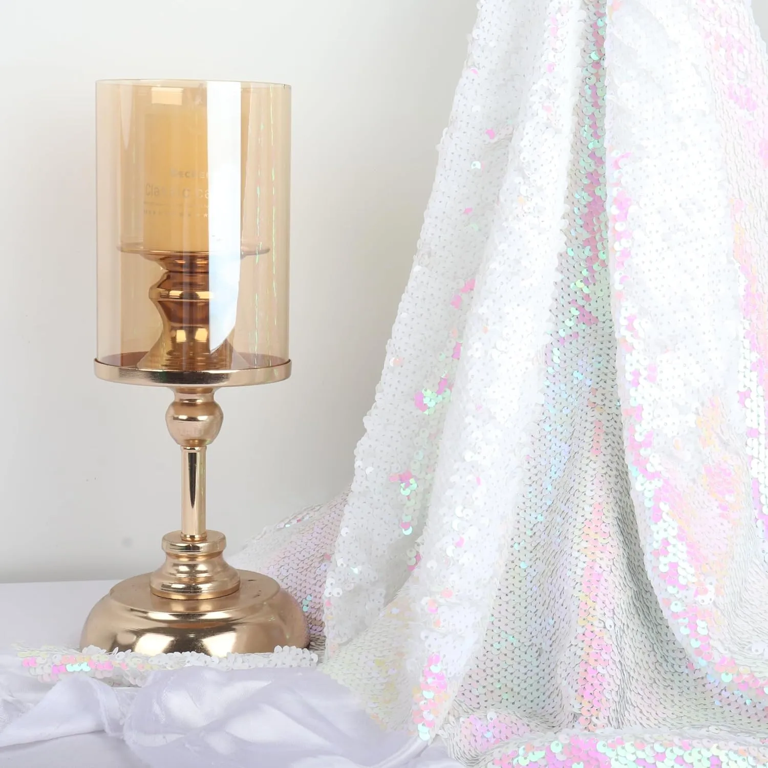 Pardecor Sequin Fabric by The Yard 2 Yards Iridescent White to White Mermaid Reversible Sequin Fabric Flip up Glitter Fabric Two Tone Sequin Fabric for Sewing Wedding Dress Pillow Decor