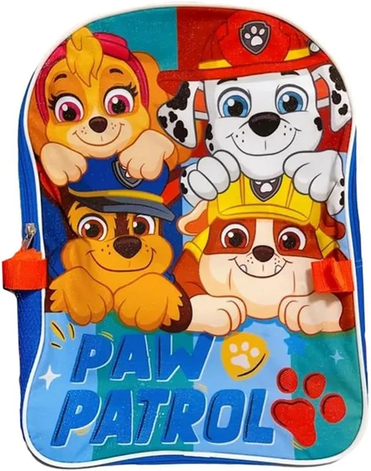 Paw Patrol Backpack for Kids, Book Bag Lunch Box Set, Officially Licensed, Back to School Bags, Personalized Custom Name (Red Blue Badges)