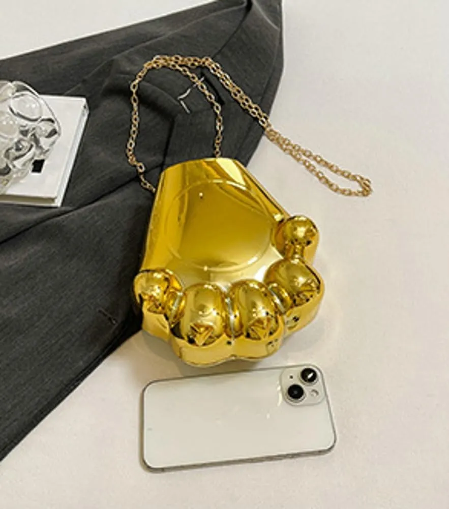 Paw Shape Acrylic Clutch Purse Evening Handbag Irregular Shell Purse Box Crossbody Bag with Chain for Party Wedding Prom