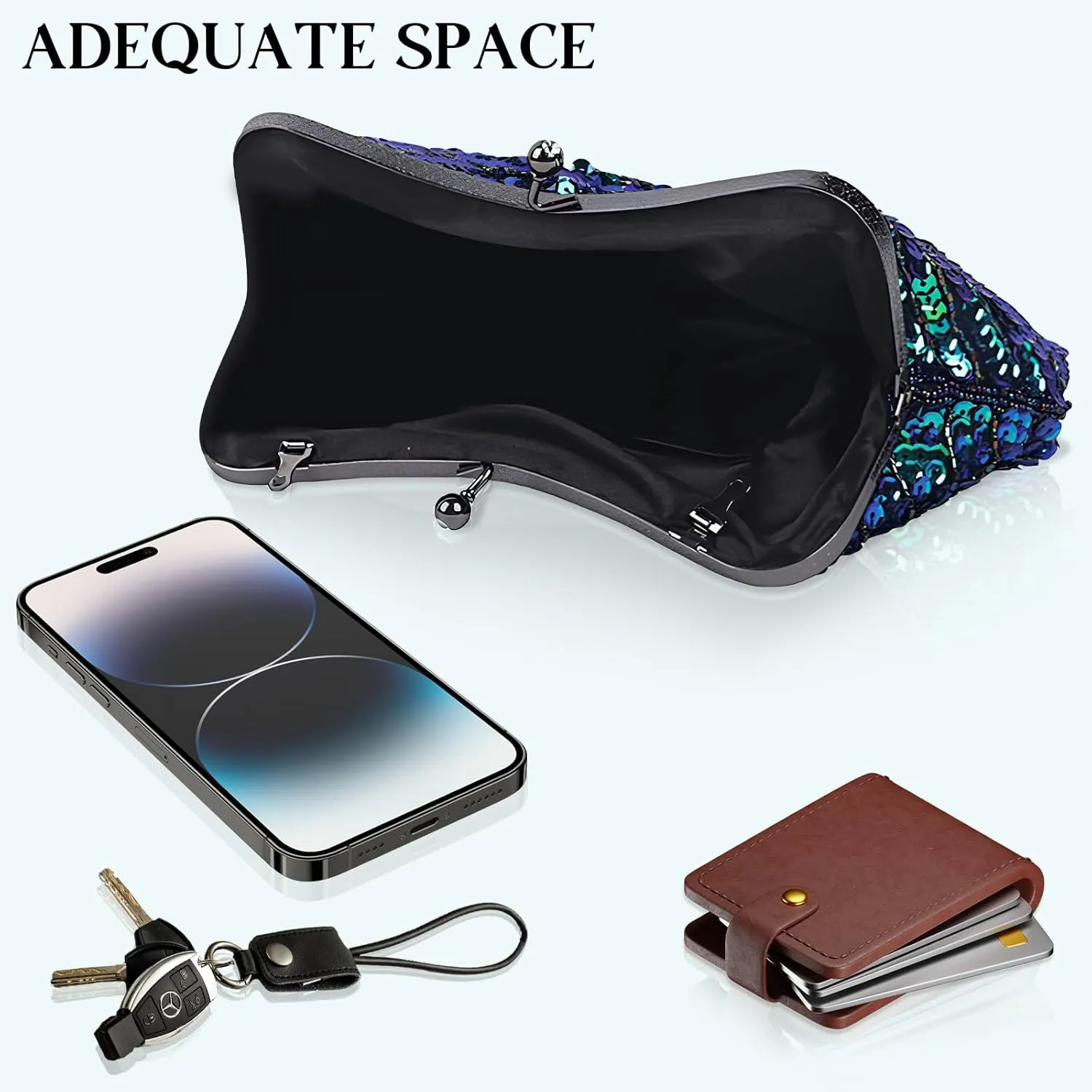 Peacock Evening Bags Clutch Purse for Women Bead Sequins Vintage Purses Crossbody Handbags with Detachable Chains