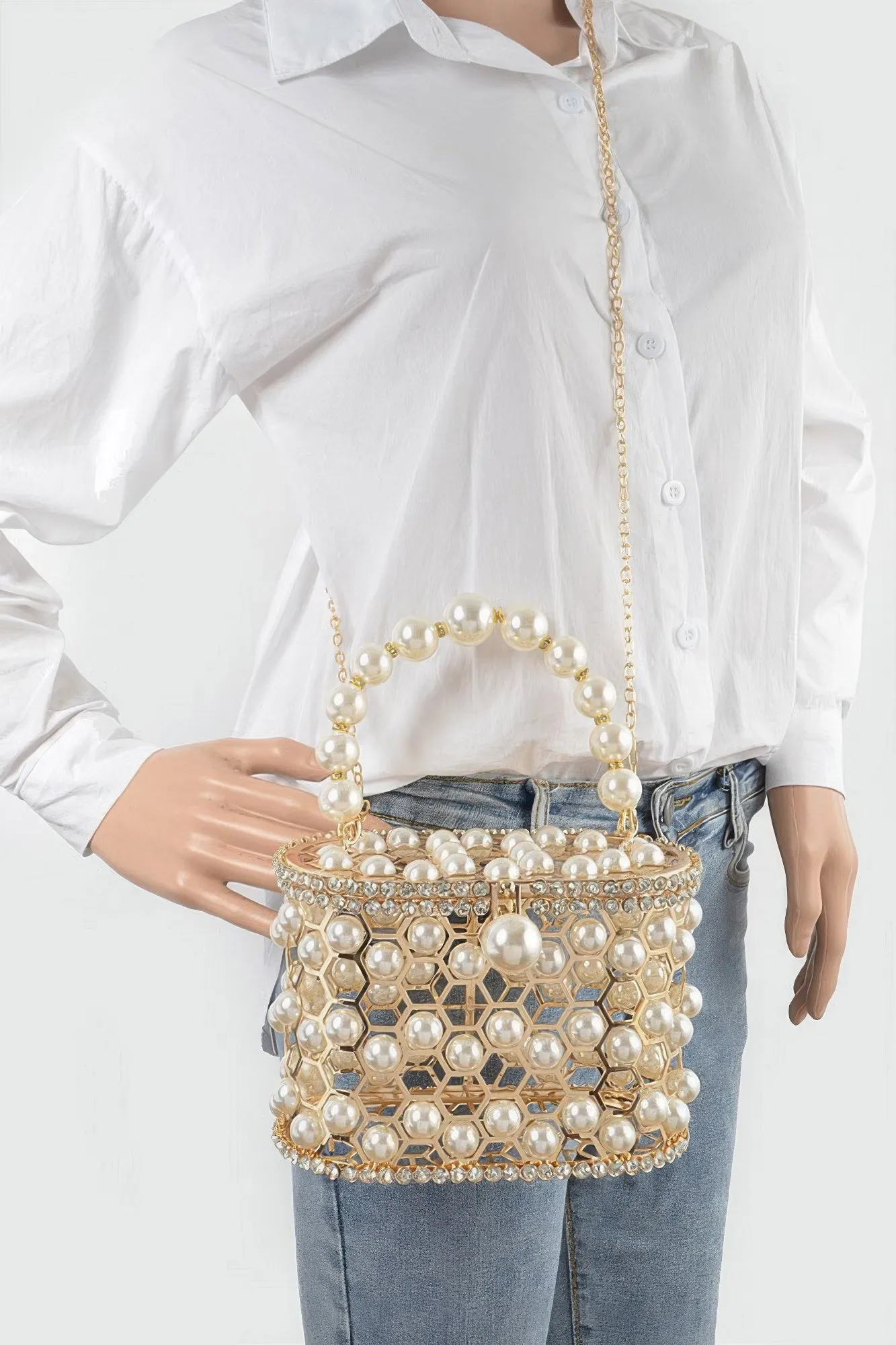 Pearl Mesh Party Clutch