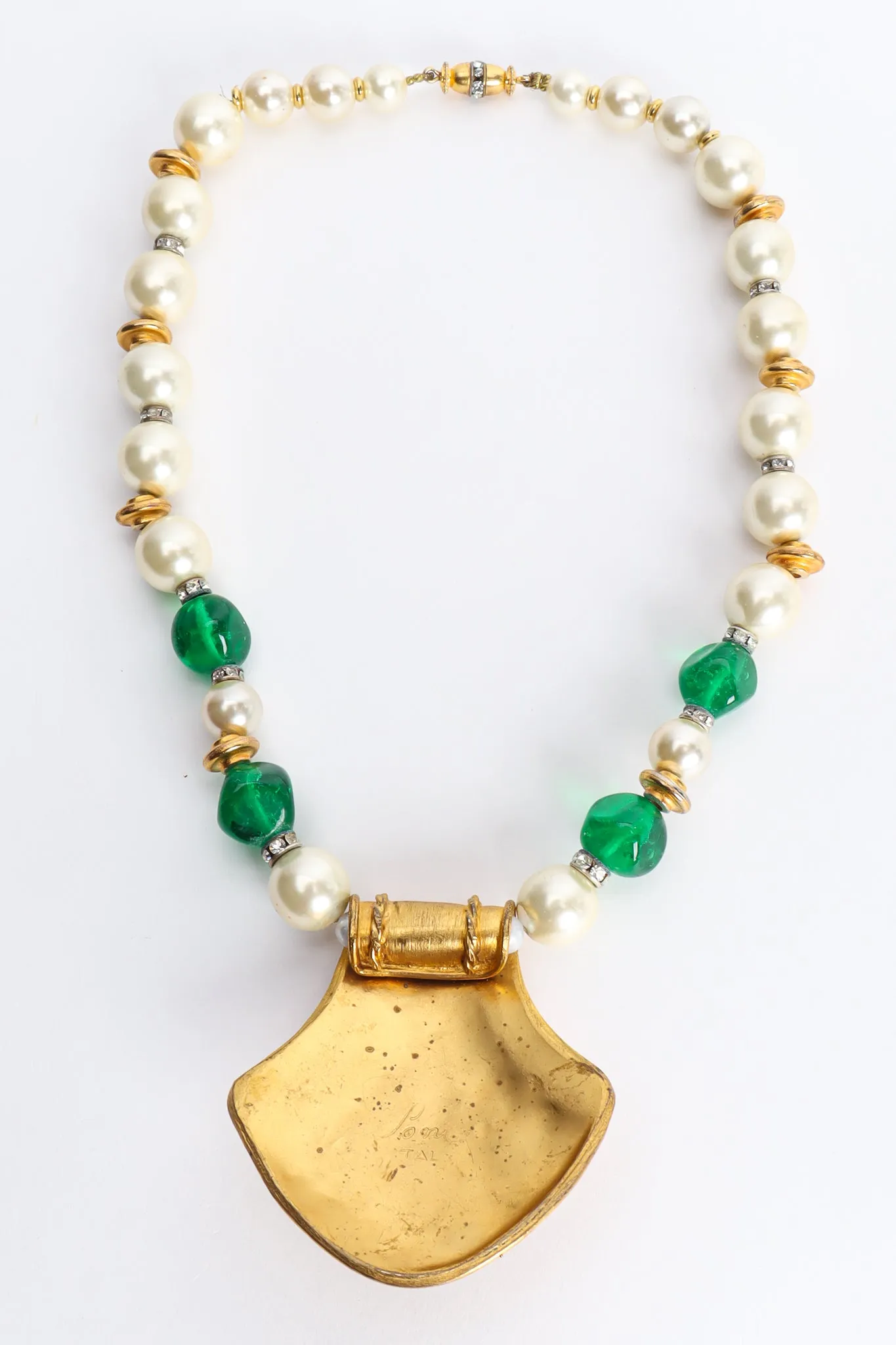 Pearl Shield Pendant Necklace