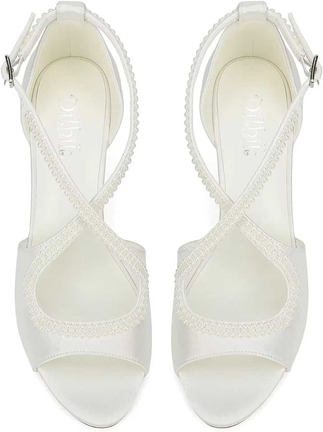 Pearl Wedding Shoes for Bride Open Toe Bridal Shoes Cross Strap Wedding Sandals