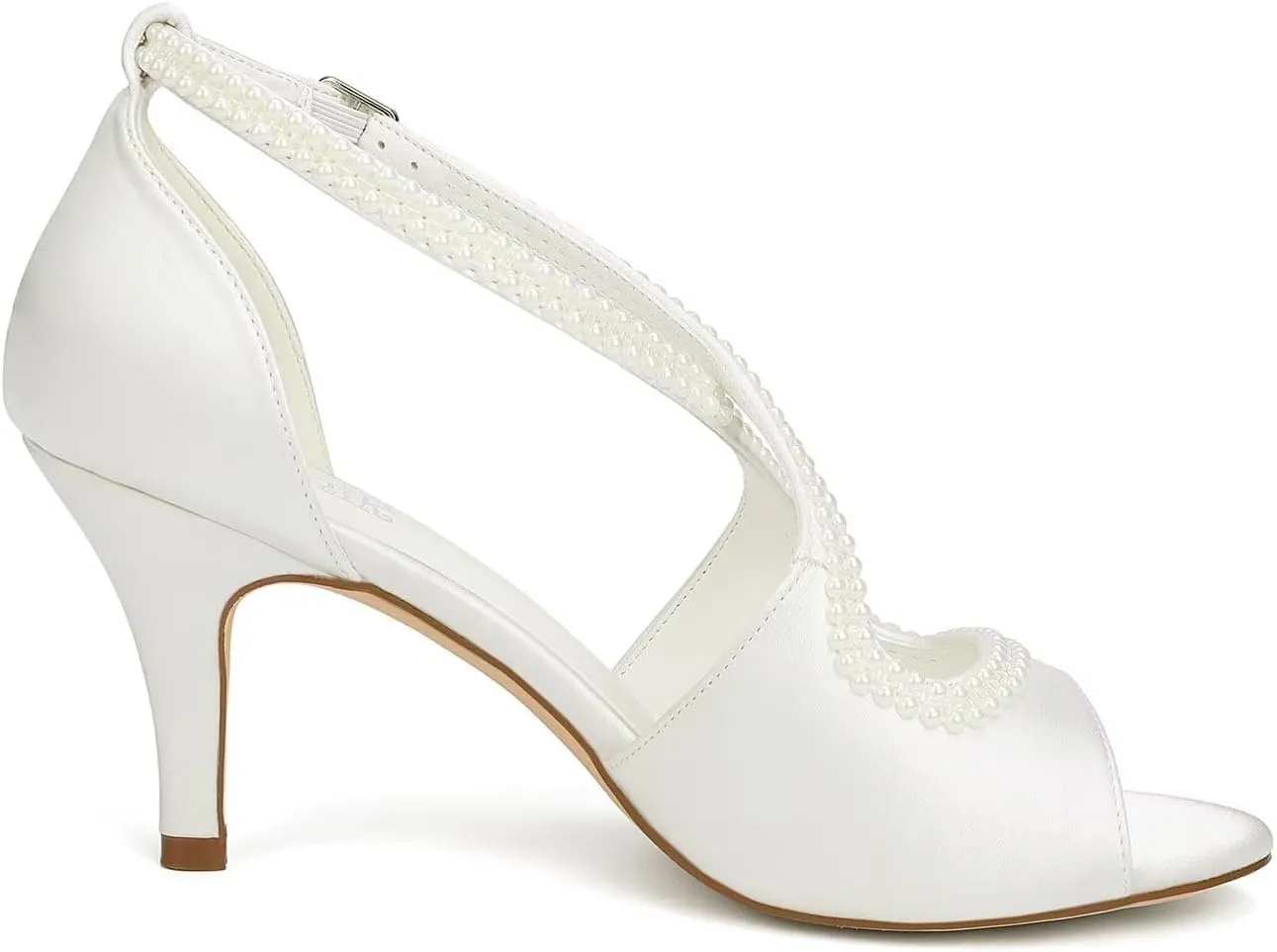 Pearl Wedding Shoes for Bride Open Toe Bridal Shoes Cross Strap Wedding Sandals