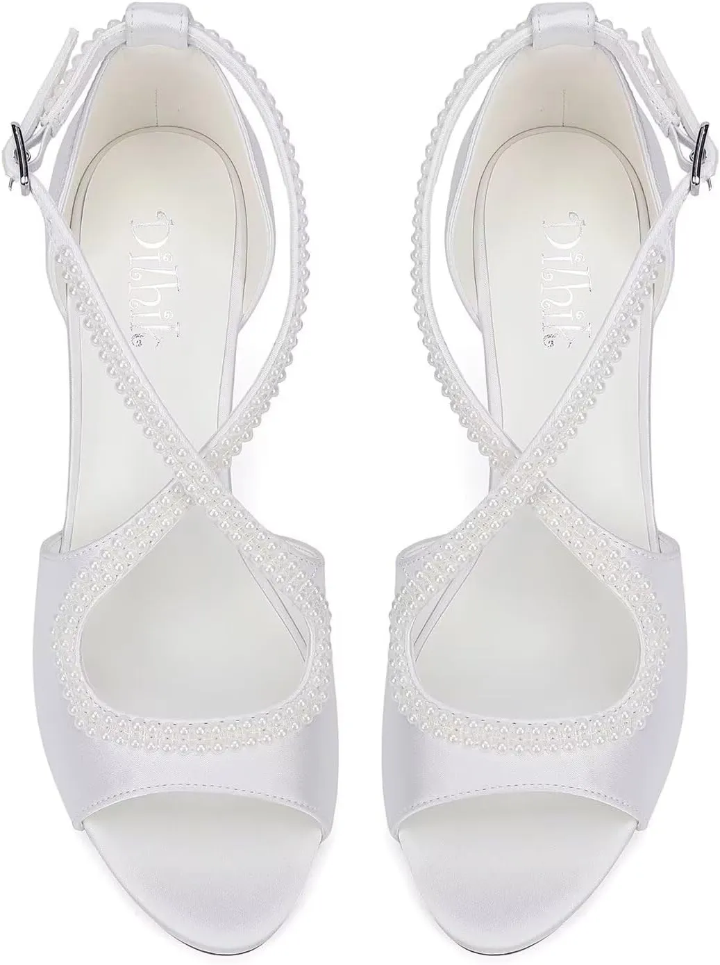 Pearl Wedding Shoes for Bride Open Toe Bridal Shoes Cross Strap Wedding Sandals