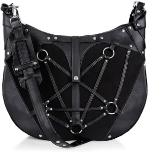 PENTAGRAM HOBO BAG - Black, harness Purse, occult, black fashion