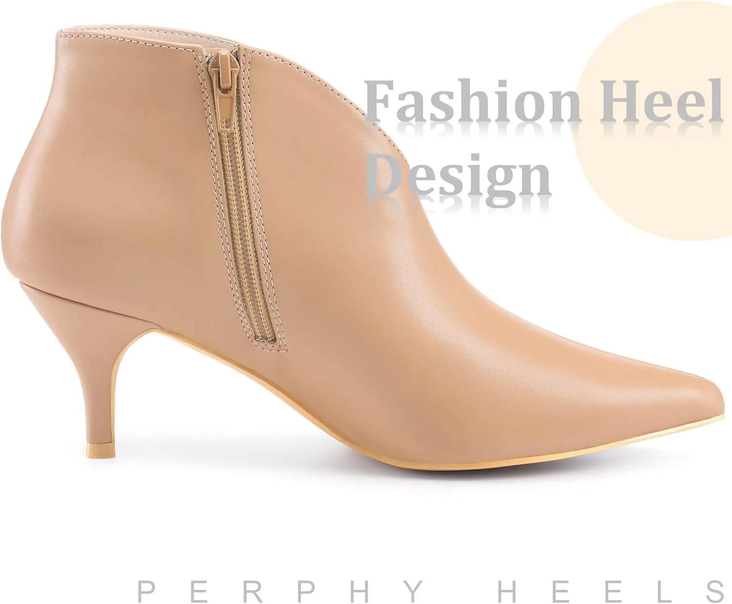 Perphy Pointed Toe V Cutout Stiletto Heel Ankle Booties for Women