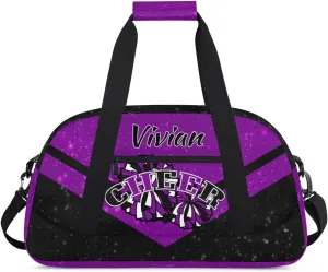 Personalized Cheer Duffel Bags Custom Name Sport Bag, Custom Cheerleader Gym Bag, Customize Travel Duffle Bag, Overnight Weekender Bags, Cheerleading Gifts, Sequins Black Purple