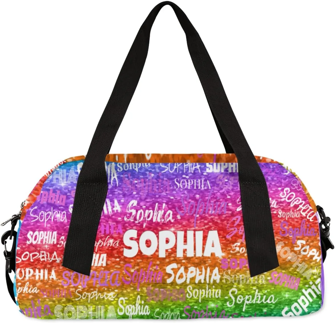 Personalized Dance Gym Bag for Girls, Custom Ballet Bag Sport Duffel Bag Weekender Bags Travel Swimming Duffel Named Gymnast Ballerina Bag, Colorful Bright Rainbow Sequins