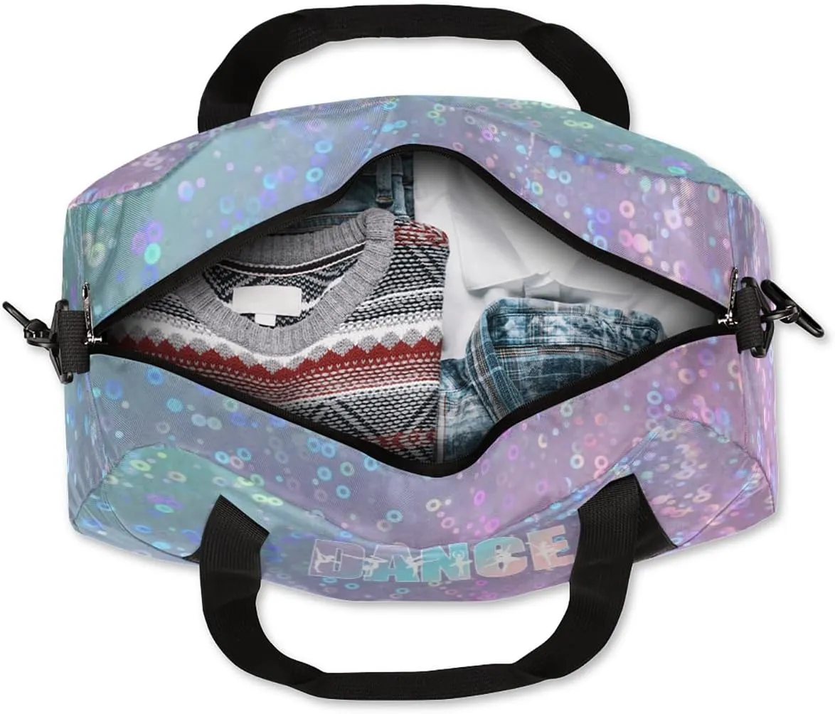 Personalized Gym Bag for Girls Teens, Custom Dance Bag Overnight Small Duffel Bag Carry On Weekend Sports Travel Bag for School Practice Gymnastics Ballet, Colorful Sequins