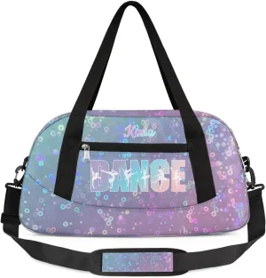 Personalized Gym Bag for Girls Teens, Custom Dance Bag Overnight Small Duffel Bag Carry On Weekend Sports Travel Bag for School Practice Gymnastics Ballet, Colorful Sequins