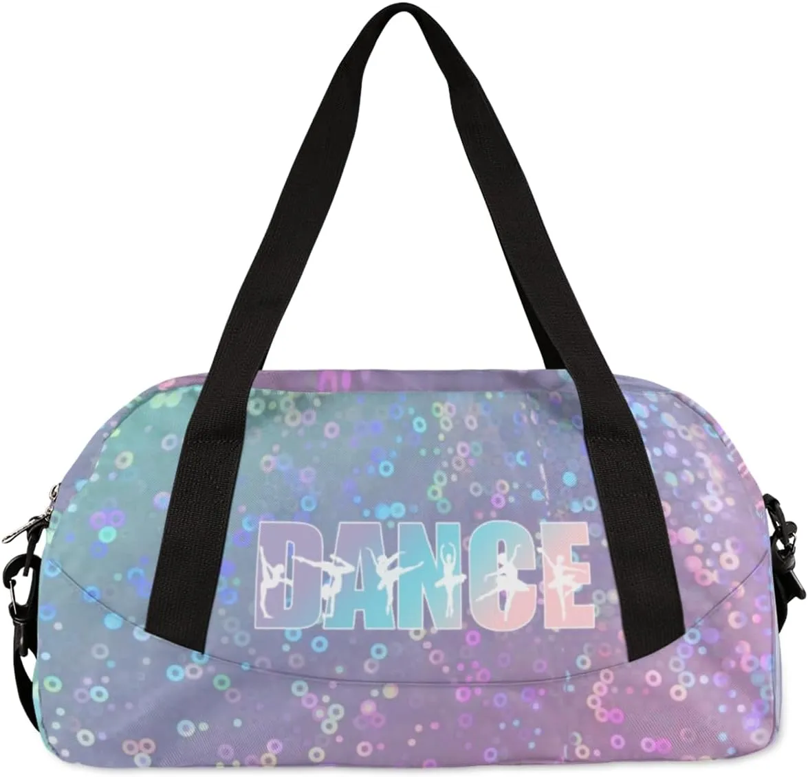 Personalized Gym Bag for Girls Teens, Custom Dance Bag Overnight Small Duffel Bag Carry On Weekend Sports Travel Bag for School Practice Gymnastics Ballet, Colorful Sequins