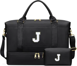 Personalized Initial Travel Duffle Bag for Teen Girl, Weekender Overnight Monogram Gym Carry on Bag with Shoe Compartment, Gifts for Daughter Friend Birthday Christmas