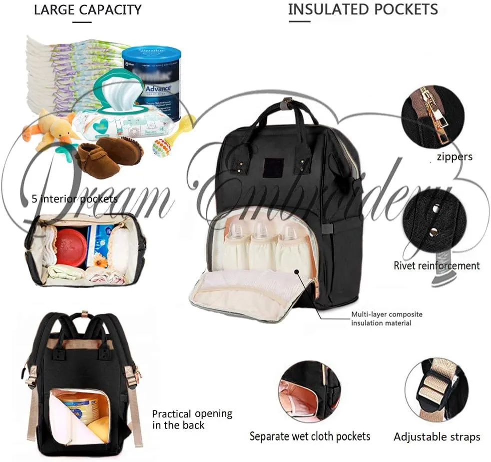 PERSONALIZED Large Diaper Knapsack/Tote Backpack/Messenger Shoulder Bag