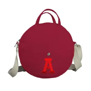 Personalized Round Bag with Embroidered Initial Custom Circle Crossbody Bag for Women Stylish Canvas Handbag Adjustable Strap and Monogram